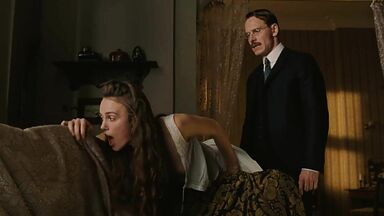 Keira Knightley spanked on the sofa
