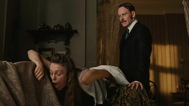 Keira Knightley spanked on the sofa