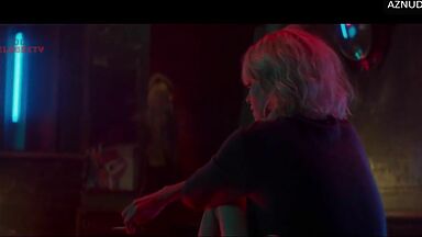 Sofia Boutella and Charlize Theron having sex in the king's bed