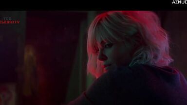 Sofia Boutella and Charlize Theron having sex in the king's bed