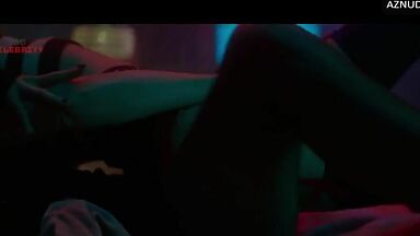 Sofia Boutella and Charlize Theron having sex in the king's bed