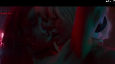 Sofia Boutella and Charlize Theron having sex in the king's bed