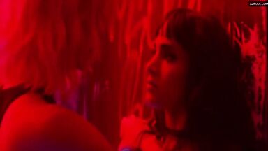 Sofia Boutella and Charlize Theron having sex in a club bathroom