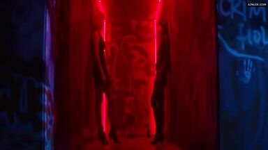 Sofia Boutella and Charlize Theron having sex in a club bathroom