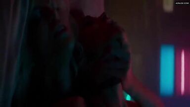 Sofia Boutella and Charlize Theron having sex in a club bathroom