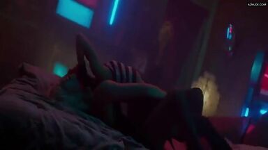 Sofia Boutella and Charlize Theron having sex in a club bathroom