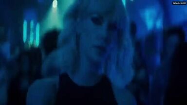Sofia Boutella and Charlize Theron having sex in a club bathroom
