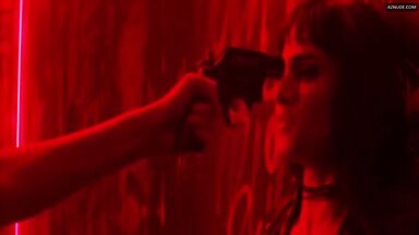Sofia Boutella and Charlize Theron having sex in a club bathroom