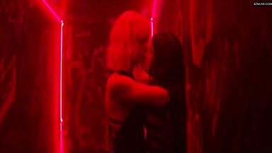 Sofia Boutella and Charlize Theron having sex in a club bathroom