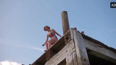 Melanie Lynskey and Kate Winslet having fun in the lake of love