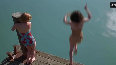 Melanie Lynskey and Kate Winslet having fun in the lake of love