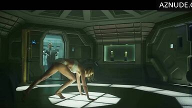 Charlize Theron does push-ups while wet