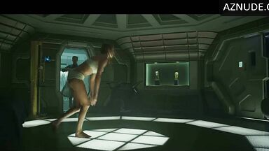 Charlize Theron does push-ups while wet