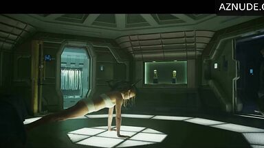 Charlize Theron does push-ups while wet