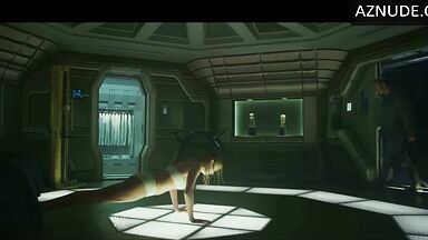 Charlize Theron does push-ups while wet
