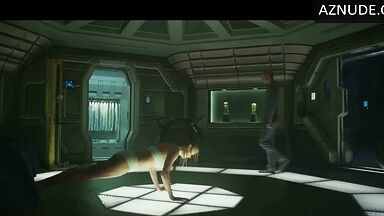 Charlize Theron does push-ups while wet