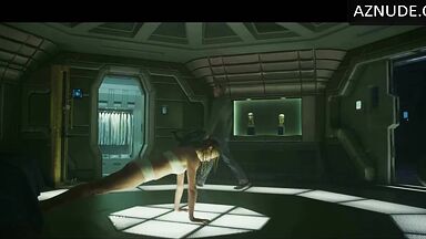 Charlize Theron does push-ups while wet