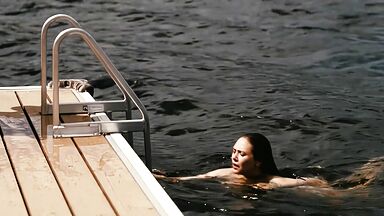 Naked from water